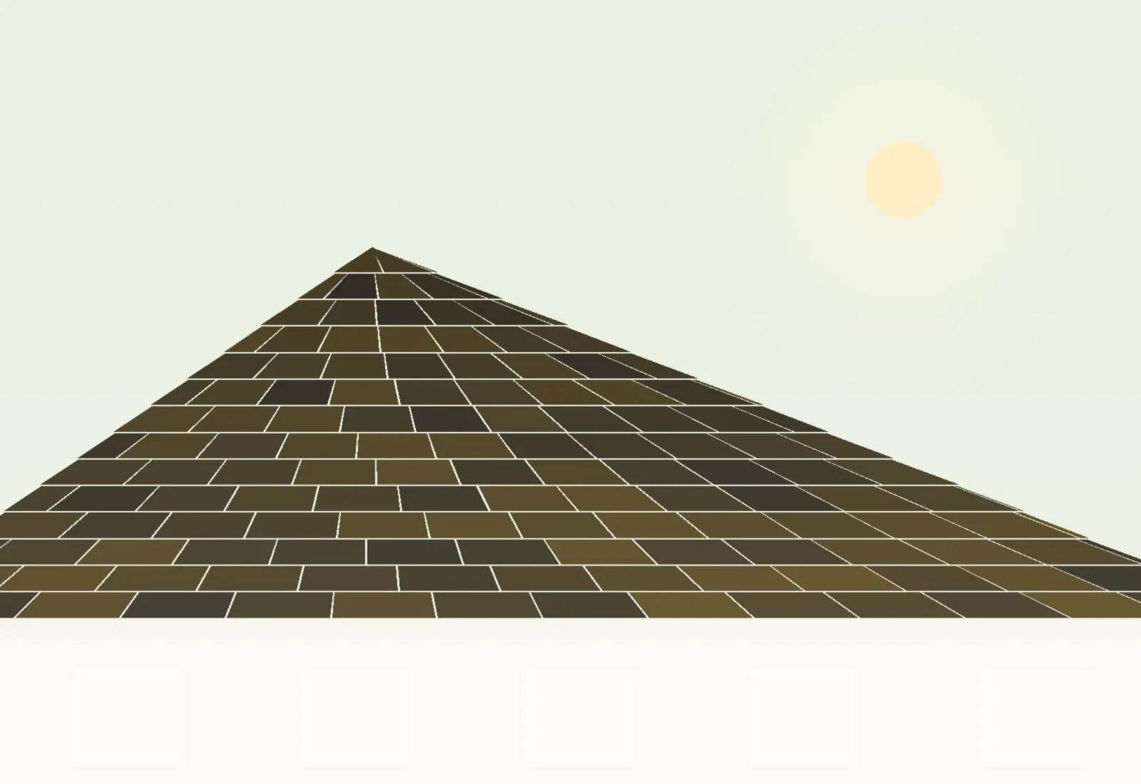 Faded brown asphalt shingles in bright sunlight